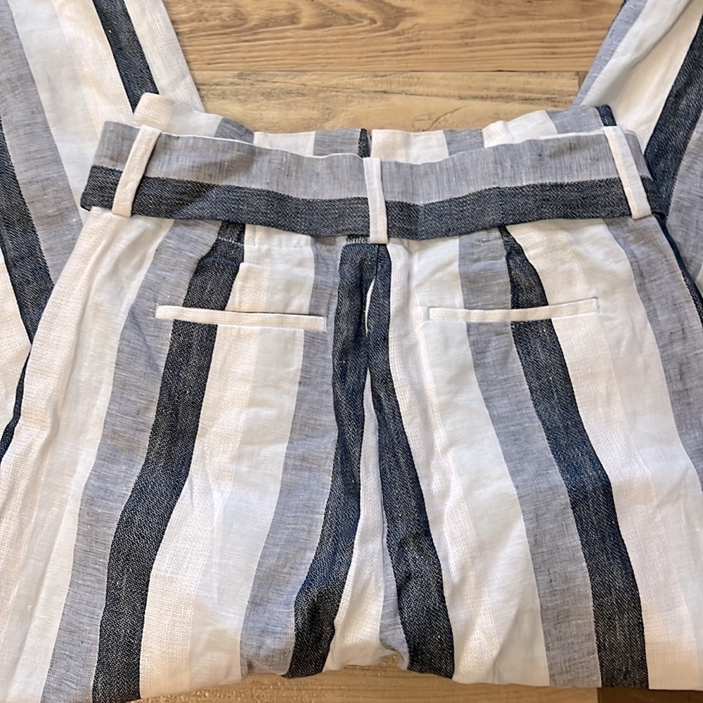 J. Crew Point Sur High Rise Striped Pant 100% linen 0 - Picture 6 of 11